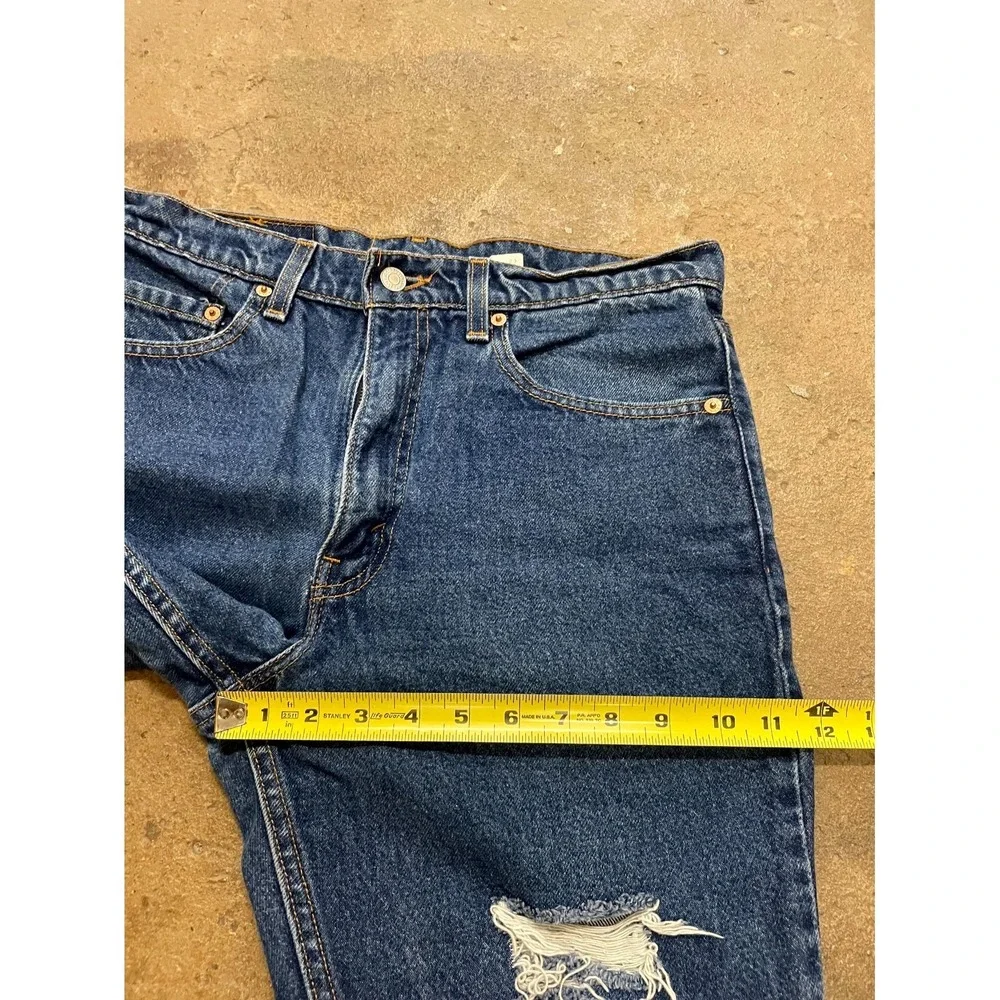 Vintage Levi's 517 Bootcut Jeans Mens 33x34 Blue Denim Distressed Cotton Raw Hem